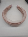 Elegant wide light pink tulle headband with high crown design and non-slip inner lining - Pink