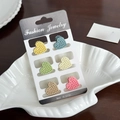 Set of 6 pairs of colorful resin heart stud earrings in assorted macaron pastel tones - Set 14