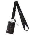 Lanyard and ID card holder set featuring classic black marble texture and quick release buckle - Black White Marble Set (YZ20-27)