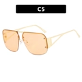 Square fashion aviator sunglasses with gold frames and orange tinted lenses - Gold Frame Champagne