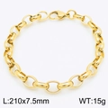 Bracciale a maglie ovali in acciaio inossidabile dorato con chiusura a moschettone - Bracciale Dorato (KB183113-KFC)