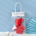 Creative red coral fleece bear towel gift in a transparent bag with silk ribbon - 30*30cm / Bright Red Bear + OPP Bag