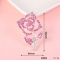 Pink rhinestone rose flower pendant accessory in silver alloy for DIY phone cases - D999 Rhinestone Rose