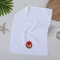 White cotton Christmas towel with festive embroidered wreath and red bow detail - Christmas Wreath / White