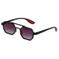 Lunettes de soleil octogonales à double pont, monture noire et verres dégradés violets - Monture Noire Double Gris