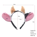 Plush cow ear headband for Halloween parties with horns and size measurements - Soft Tan Horn Cow Ears