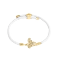 Bracciale regolabile in corda bianca con ciondolo a ape dorata impreziosito da cristalli - Bianco
