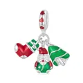 S925 silver Christmas pendant with Santa Claus, stocking and tree enamel charms - Santa Claus Pendant (SCC2647)