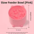 Pink cat slow feeder bowl with fish-shaped maze and cat ear design, 12.5cm diameter - 12.5x8.5cm / Sakura Pink