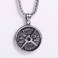 Pendaglio disco bilanciere argento con catena a perle quadrate per uomini fitness - Argento (Con Catena)