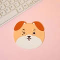 Cute cartoon dog PVC silicone heat resistant coaster in orange and white finish - Yellow and Orange Dog / 10x9cm