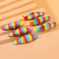 Set of six rainbow colorful sensory slug toys with flexible jointed plastic body - Large Size Colorful Slug (18.5cm) (No Box)