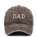 Vintage washed dark brown baseball cap with DAD embroidery on a white background - Adjustable / Coffee