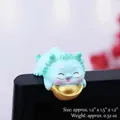 Mini light blue dragon figure holding gold ingot for dashboard or screen decor - 3.1x3.8x3.1CM / Type D Ingot Dragon