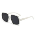 Oversized irregular white square sunglasses with dark grey UV lenses for women and men - One Size / Jelly White Grey Lens