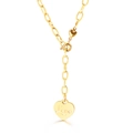 Collar de cadena de clip en titanio dorado con colgante de corazón grabado Love - Dorado