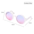 Cute round frame pet sunglasses in white with gradient blue lenses and 8.5cm width - White Frame Gradient Blue