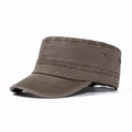 Gorra militar de copa plana en algodón marrón oscuro con ventilación para exterior - Ajustable / café