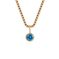 Rose gold necklace with round blue gemstone pendant on a classic box chain - December Lake Blue - Gold