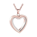Two-tone rose gold and silver stainless steel heart urn necklace with polished finish - Heart Frame Pendant With O-Chain / Rose Gold