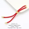 Macro shot of 3mm red braided cord with 18k gold plated tree leaf sliding bead and end caps - Red