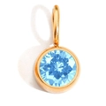 Macro shot of light blue birthstone pendant with round faceted cut in gold metal frame - Light Blue In March (0.8cm*0.8cm)