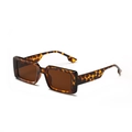 Retro tortoiseshell rectangular sunglasses with wide temples and dark brown lenses - Tortoise Tea Lens