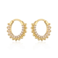 Elegant 18K gold plated hoop earrings with micro cubic zirconia and beaded edge texture - Style B (Beaded Pave) / Gold