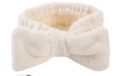 Fascia per capelli in vello di corallo bianco con fiocco per lavaggio del viso - Fascia con fiocco bianco crema a tesa larga (173#)