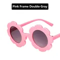 Pink sunflower frame children sunglasses with grey round lenses for party and sun protection - Pink Frame Gradient Grey Lenses