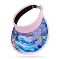 Pink kids sun visor with marine life pattern and adjustable buckle for summer travel - Adjustable / Light Purple
