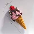 3D pink ice cream cone resin fridge magnet with strawberry and size dimensions - Strawberry Ice Cream Cone