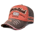 Vintage orange and brown baseball cap with 1969 embroidery and distressed brim - Orange Top Coffee Brim