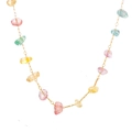 Colorful natural stone beaded necklace with golden chain on a white background - Irregular Colorful Stone Necklace