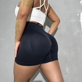 Nahtlose schwarze Yoga-Shorts mit hoher Taille und Push-Up-Effekt für das Fitness - S / Schwarz