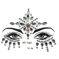 Detailed pattern of iridescent and silver facial rhinestones with oval center gem YT-161 - Silver Iridescent Oval Style (YT-161)