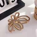 Elegant gold metal flower hair claw clip with beige enamel coating for stylish hair styling - Large-9cm / Brown