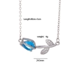 Collier tulipe argenté avec pierre bleue en goutte et zircons, longueur 40+5cm - Bleu (Ton Argent)