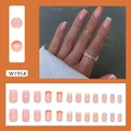Uñas postizas French de 5 colores macaron, forma cuadrada media, juego de 24 piezas - W1954 Estilo Francés Colorido (Tipo de Pegamento)