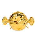 Metallic gold candy-shaped evening clutch bag with glossy finish and chain strap - Gold