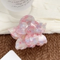 Pinza para el cabello de acetato rosa con forma de rosa y textura de mármol - 8.8cm / Rojo Floral