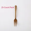 Elegant gold disposable plastic forks with radial texture for parties, 25 pieces per pack - Gold Disposable Forks