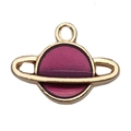 Golden planet charm with purple enamel finish for DIY jewelry and necklaces - Planet (13312)