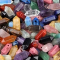 Assorted natural hexagonal crystal point beads with pre-drilled holes for DIY jewelry - Mixed Random