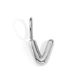 Silver bubble letter V pendant with a shiny metallic finish for DIY jewelry making - Letter V / Silver