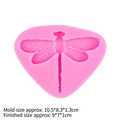 Stampo in silicone rosa a forma di libellula per decorazione torte e argilla, 10,5x8,3cm - Design Libellula / Rosa