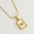 18K gold-plated snake chain necklace with white shell capital M letter pendant - M (With Chain)