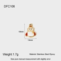 Detail view of gold stainless steel snowman charm with red and white epoxy finish - Cartoon Snowman DFC106