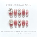 Handmade gradient dark plum press-on nails with heart crystals and cat eye finish - Extra Small (XS) / 1150-Ume Wine