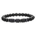 Pulsera de piedra de lava y cuentas negras mates con espaciadores de acero inoxidable - Piedra negra mate y lava volcánica
